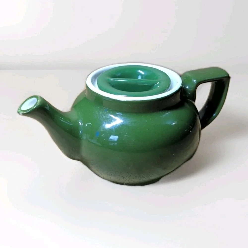 Hall‎ Small Single Serve Dark Green Teapot with Lid Made in USA 3.5
